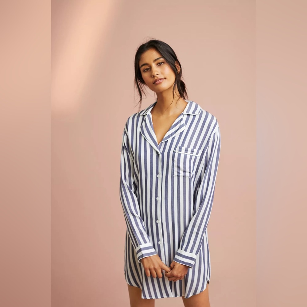 Rails Stripped Button Down Sleep Shirt - image 1